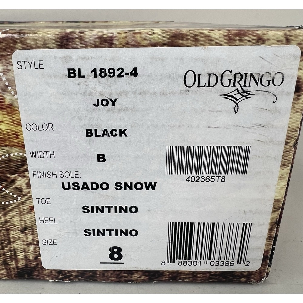 Old Gringo 8B Joy Black Ankle Western Shoe Boots Leather BL1892-4 - Picture 7 of 8